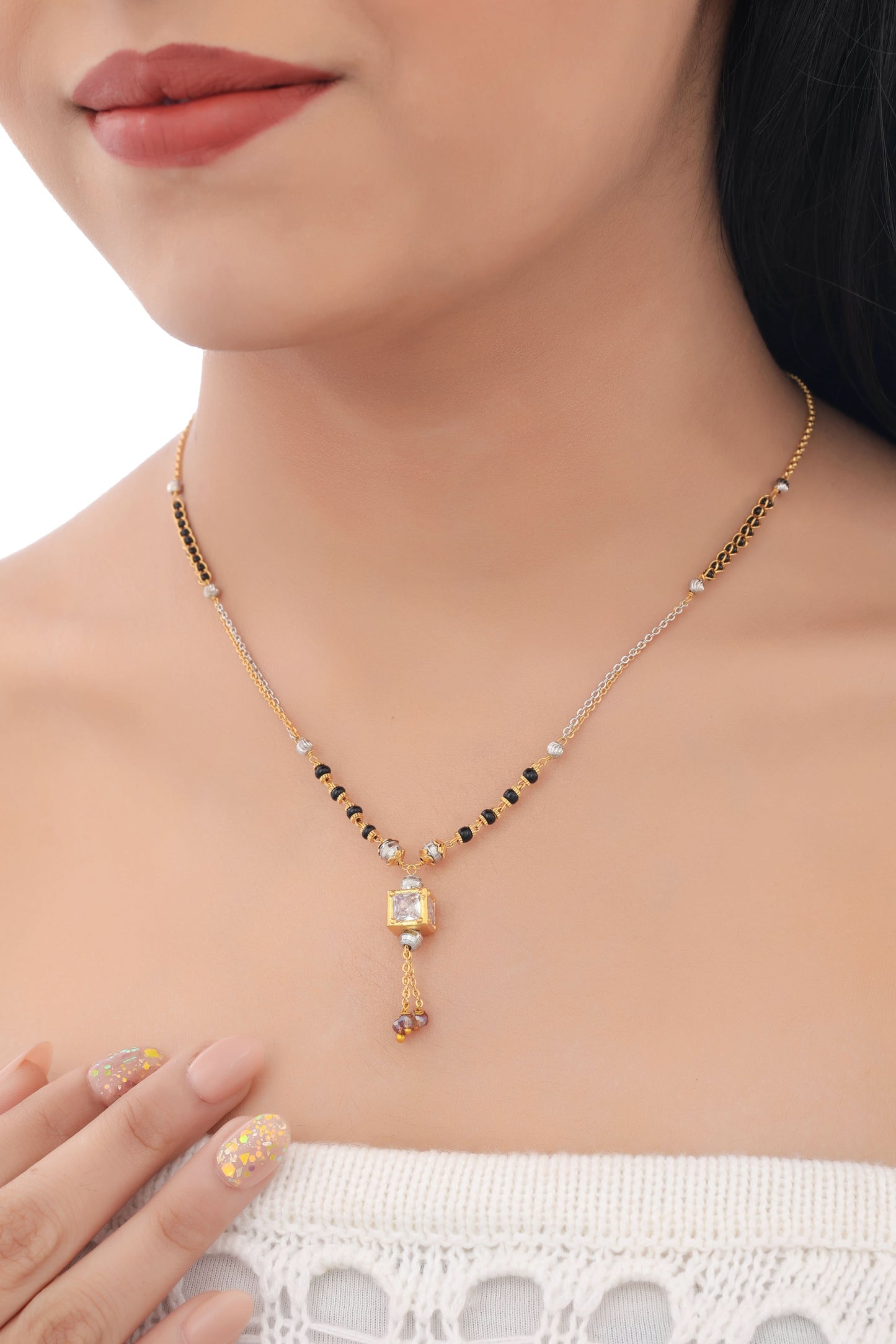 Buy 1 Get 1 Free American Diamond High Gold Plated Fancy Delicate Mangalsutra