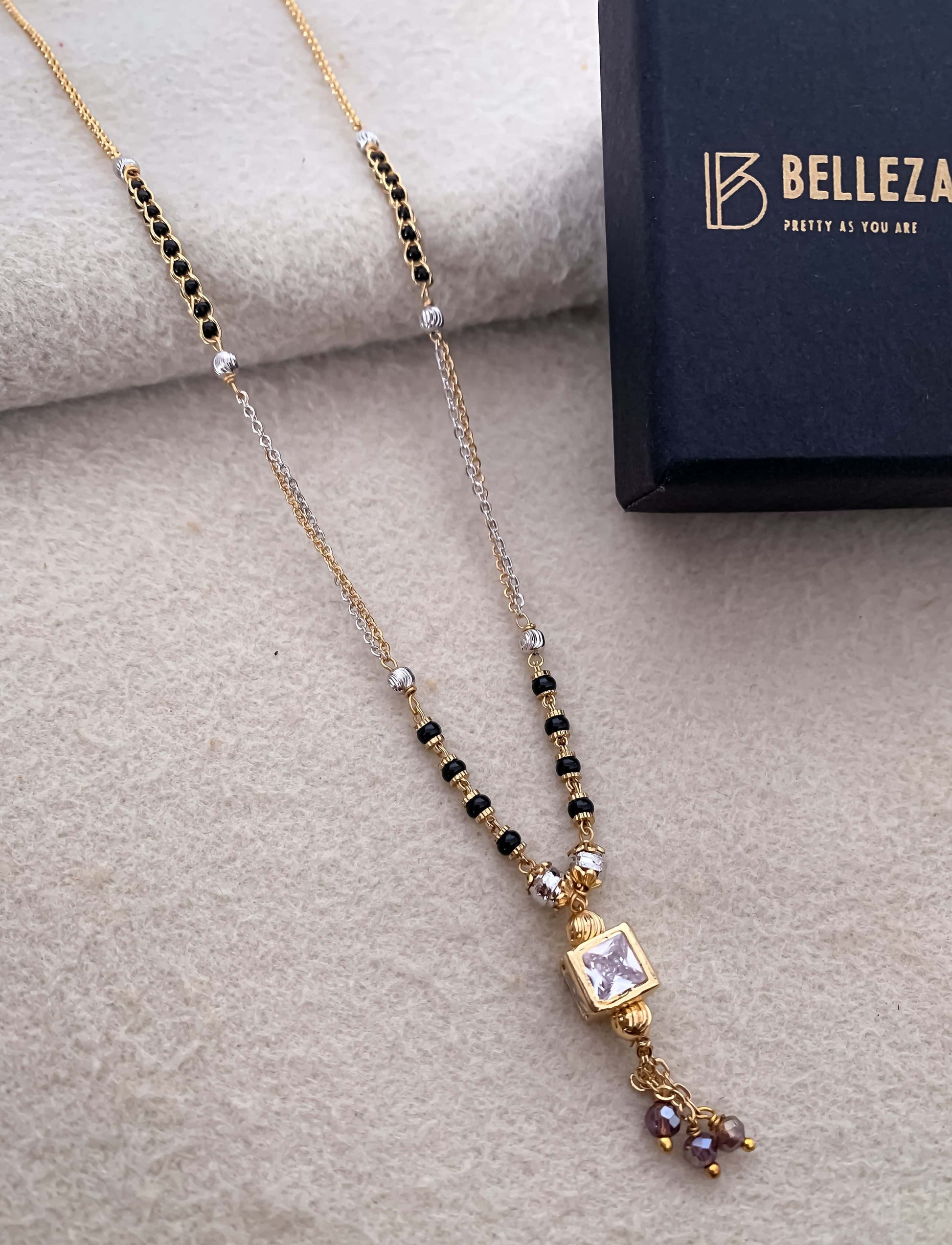 Buy 1 Get 1 Free American Diamond High Gold Plated Fancy Delicate Mangalsutra - Mangalsutra - Belleza Jewels