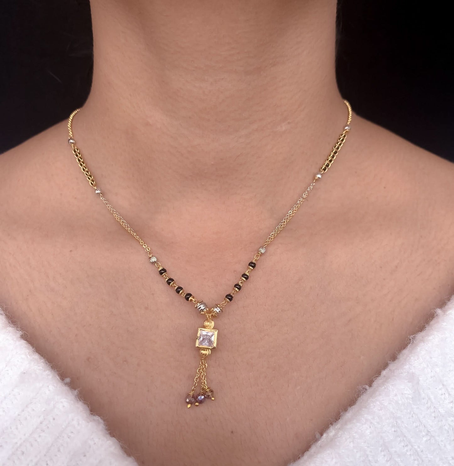 Buy 1 Get 1 Free American Diamond High Gold Plated Fancy Delicate Mangalsutra - Mangalsutra - Belleza Jewels