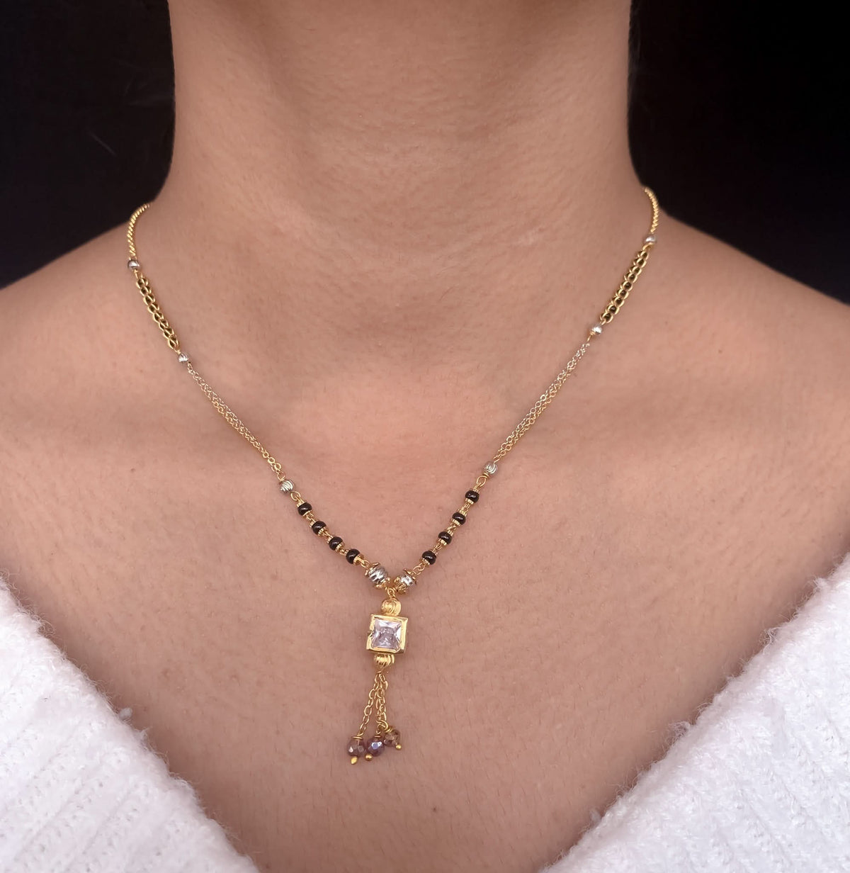 Buy 1 Get 1 Free American Diamond High Gold Plated Fancy Delicate Mangalsutra - Mangalsutra - Belleza Jewels