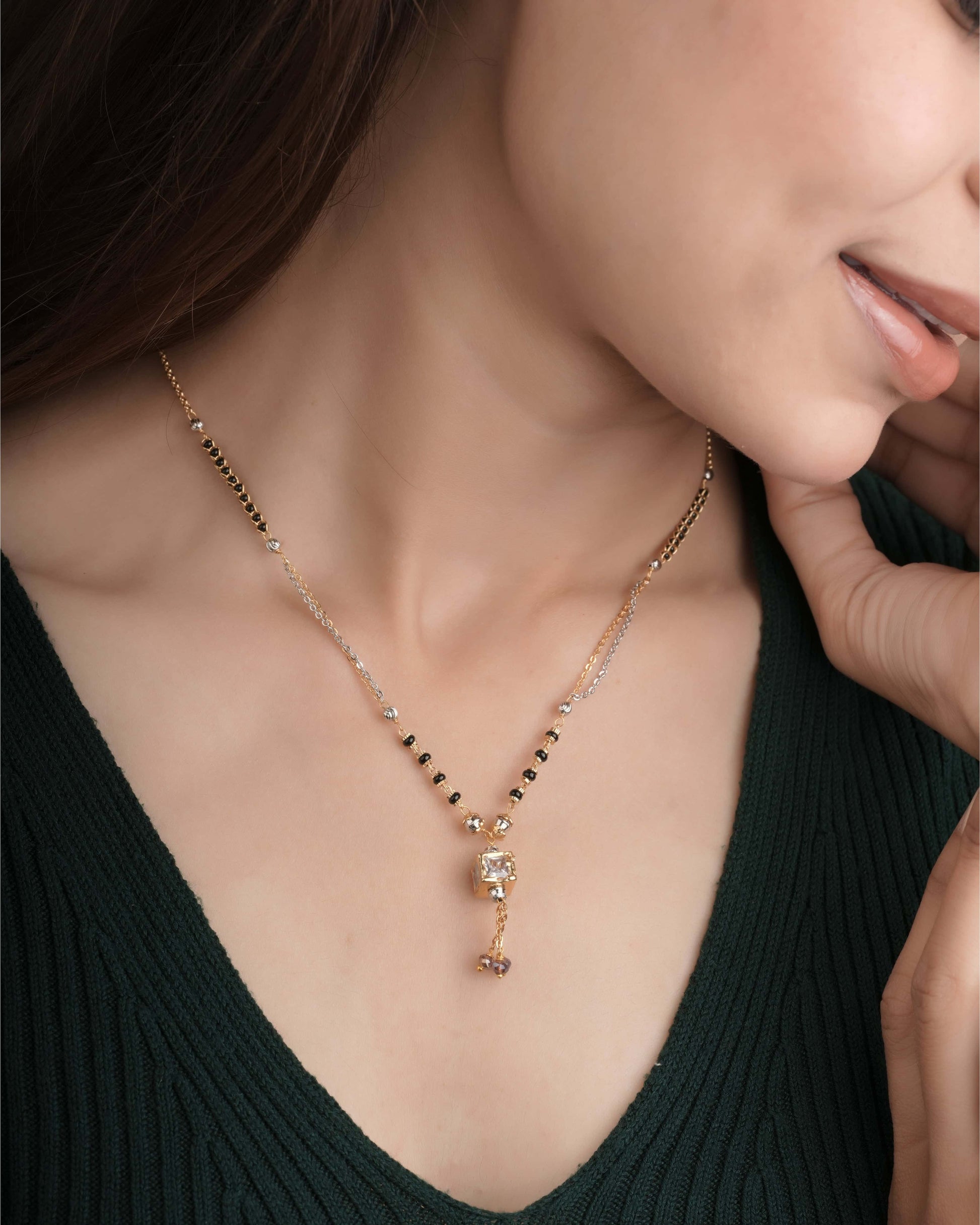 Buy 1 Get 1 Free American Diamond High Gold Plated Fancy Delicate Mangalsutra - Mangalsutra - Belleza Jewels