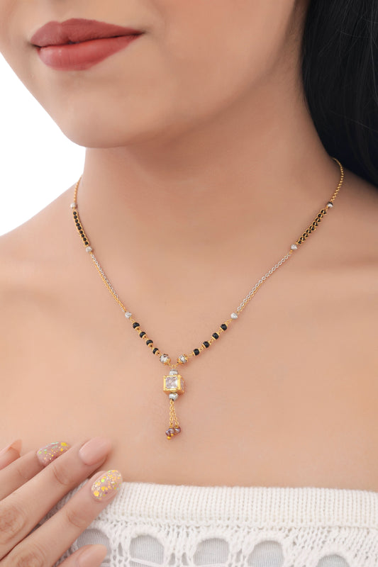 Buy 1 Get 1 Free - American Diamond High Gold Plated Fancy Delicate Mangalsutra - Mangalsutra - Belleza Jewels