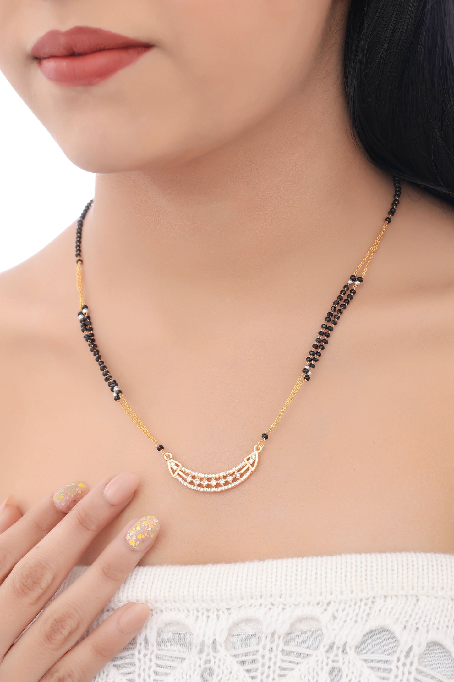 BUY 1 GET 1 FREE -  American Diamond Fancy High Gold Delicate Mangalsutra