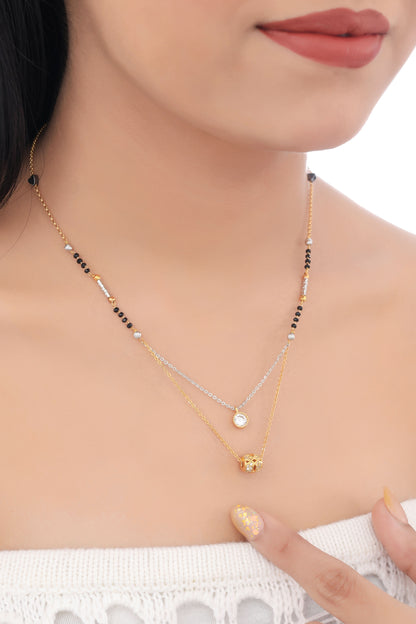 BUY 1 GET 1 FREE -  American Diamond Double Step Tutone Fancy Mangalsutra