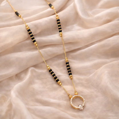 Buy 1 Get 1 Free -Gold Finish Circular Crystal Minimal Mangalsutra - Mangalsutra - Belleza Jewels
