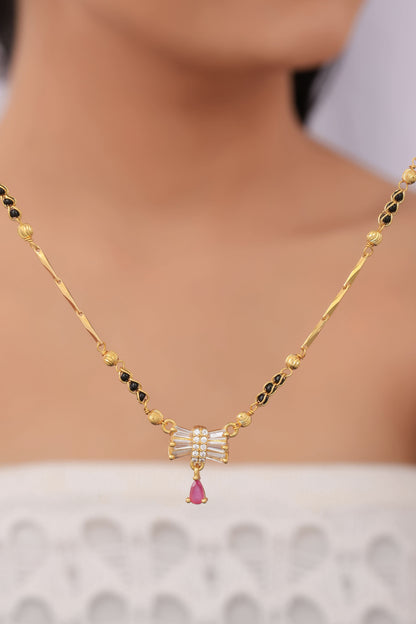 Buy 1 Get 1  Free American Diamond Fancy High Gold Ruby Hanging Mangalsutra