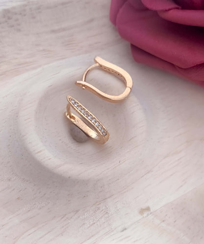 BUY 1 GET 1 FREE -American Diamond Rose Gold Nice Design Baali Earrings - Earrings - Belleza Jewels