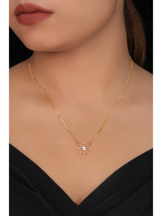 American Diamond Fancy High Gold Chain Pendant