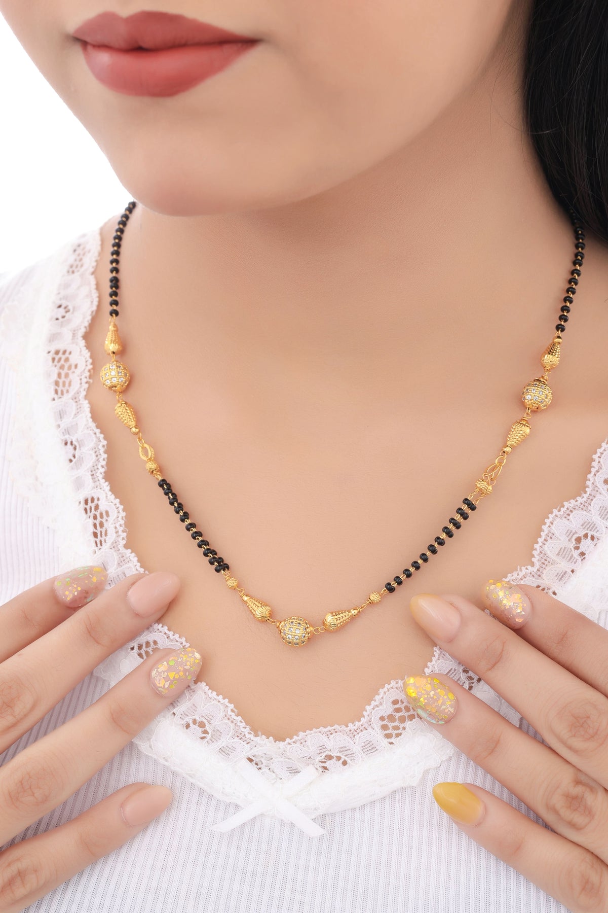Buy 1 Get 1 Free -  Classic Gold Bead Minimal Mangalsutra Necklace - Mangalsutra - Belleza Jewels