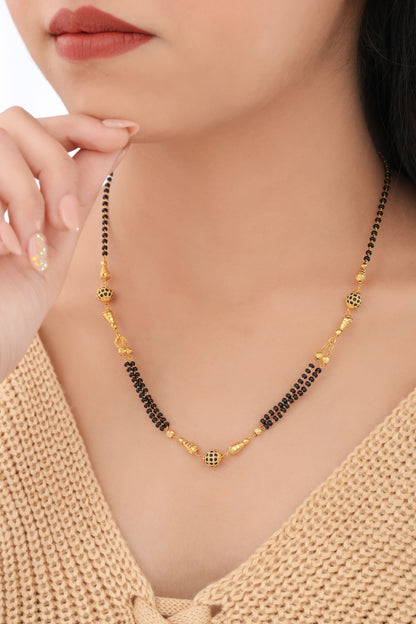 BUY 1 GET 1 FREE -  American Black Diamond Round Ball Fancy Delicate Mangalsutra