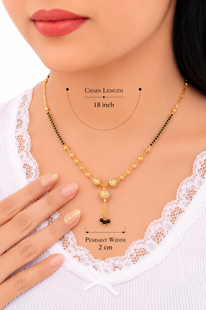 Elegant Triple Bead Drop Mangalsutra Necklace