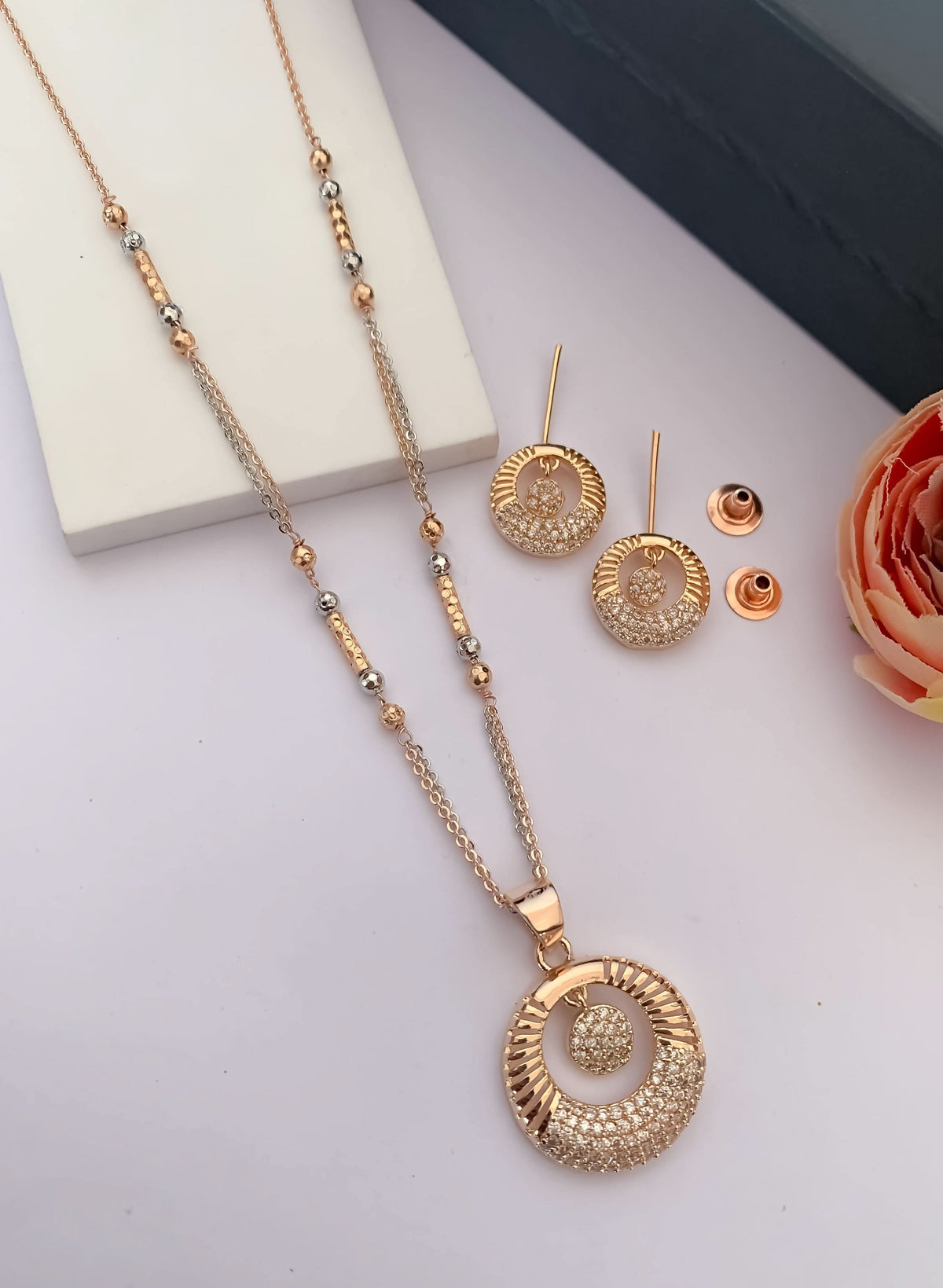 Regal Radiance: The American Diamond Royal Pendant Set by Belezza Jewels - Pendant Set - Belleza Jewels
