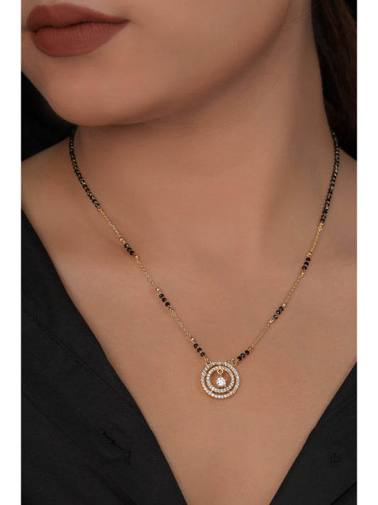 Buy 1 Get 1 Free - American Diamond Round Shape Delicate Fancy chain Mangalsutra