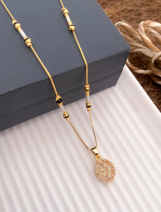 American Diamond Fancy High Gold Chain Pendant - Belleza Jewels