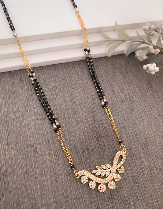 BUY 1 GET 1 FREE - American Diamond Golden Fancy delicate Mangalsutra - Mangalsutra - Belleza Jewels