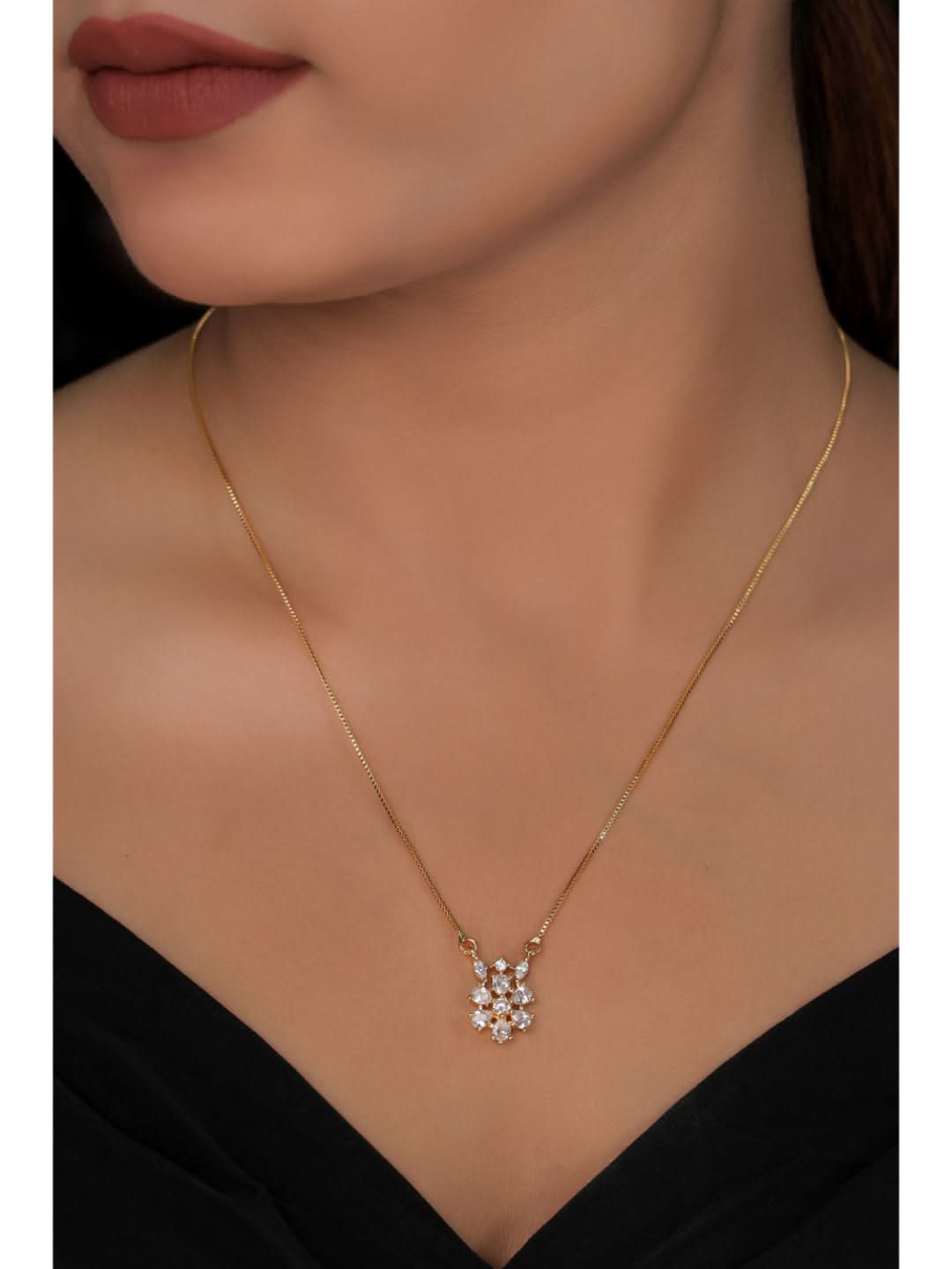 Fancy High Gold Plated Flower Shape Chain Pendant - Chain Pendal - Belleza Jewels
