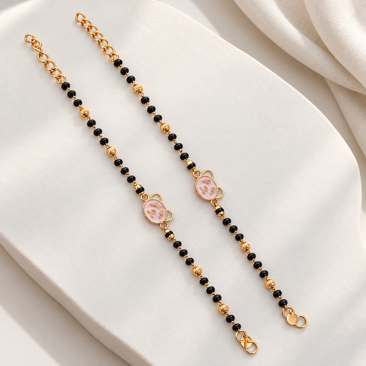 Fancy High Gold Crystal with Black Beads Najariya Bracelet