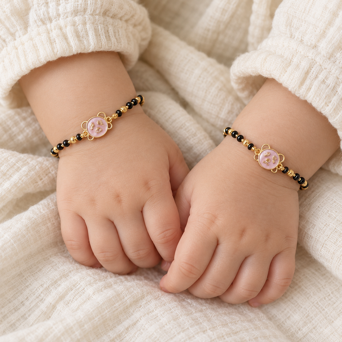 Fancy High Gold Crystal with Black Beads Najariya Bracelet