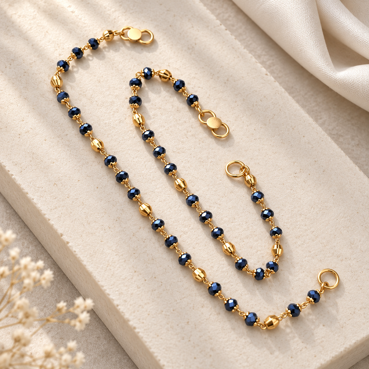 Crystal with Golden Oval Bead Nazariya Bracelet