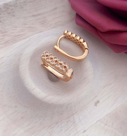 BUY 1 GET 1 FREE -American Diamond Rose Gold Fancy Baali Earrings - Earrings - Belleza Jewels
