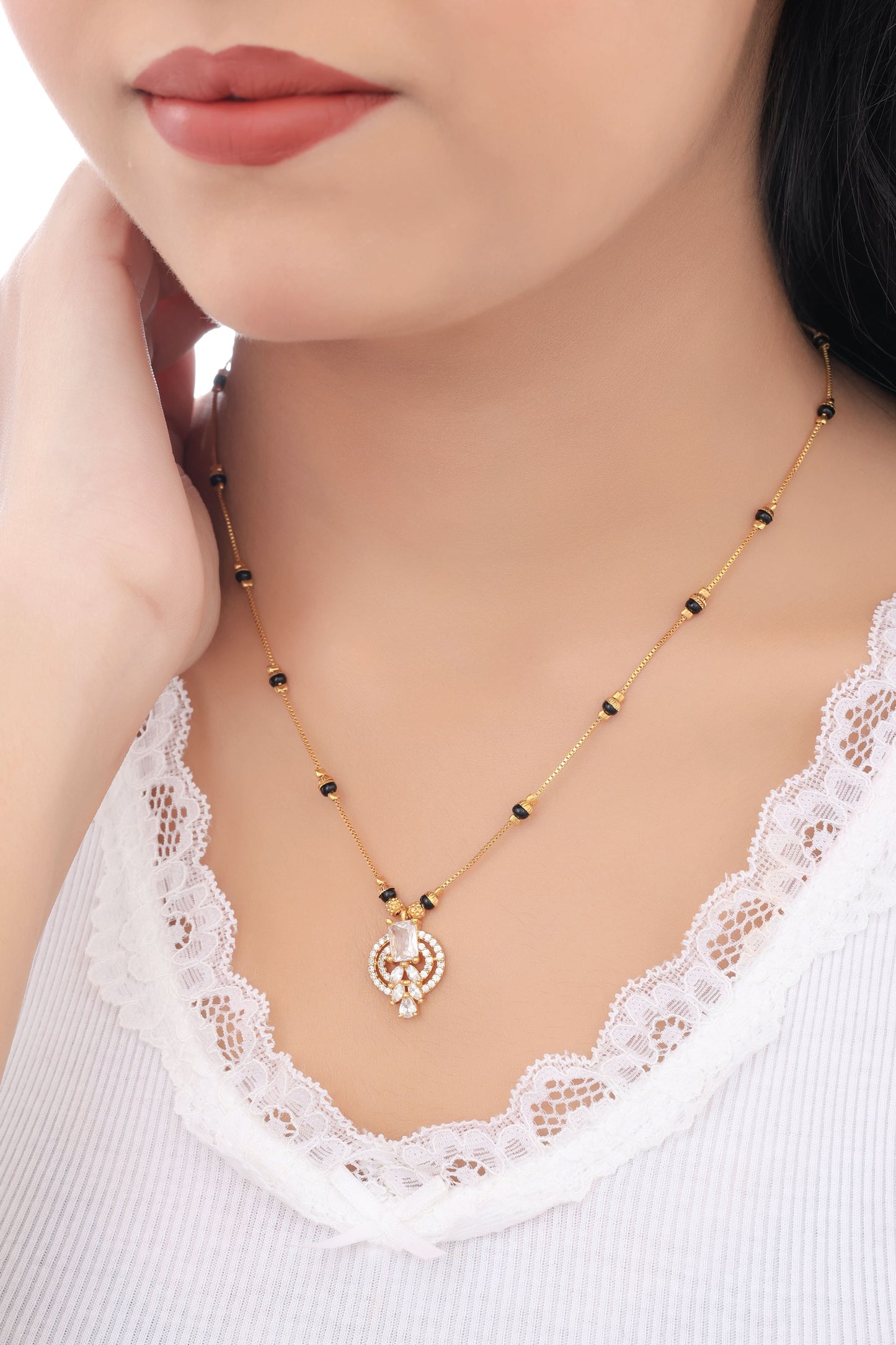 Buy 1 Get 1 Free American Diamond High Gold Plated Fancy Delicate Mangalsutra