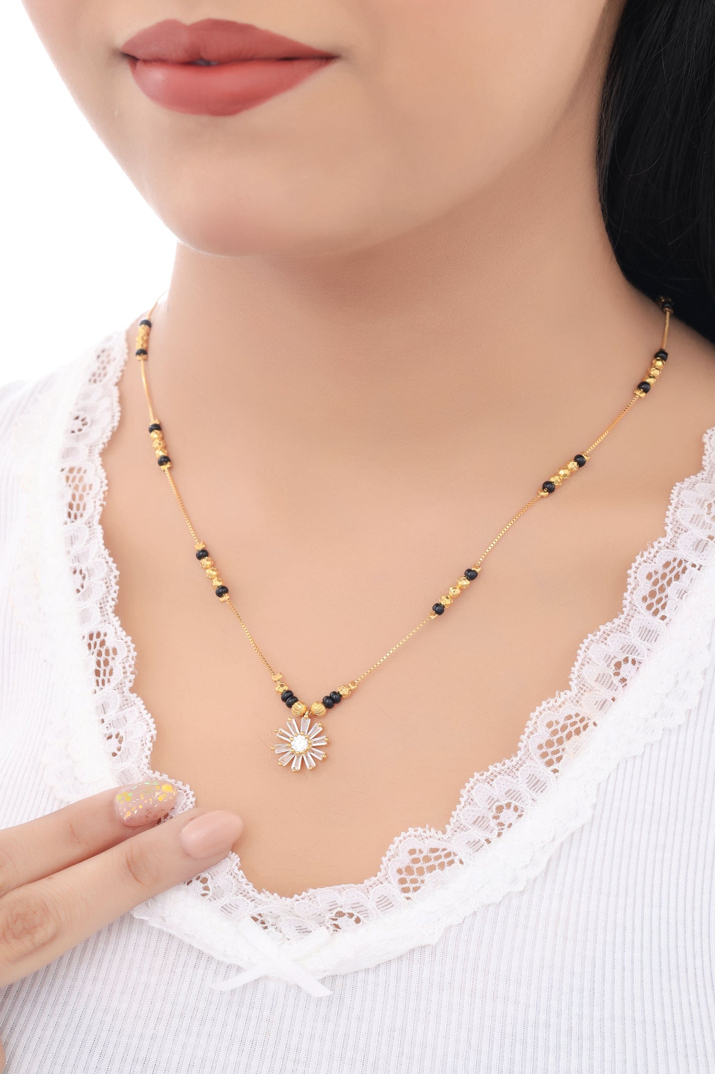 Buy 1 Get 1 Free American Diamond High Gold Plated Fancy Delicate Mangalsutra