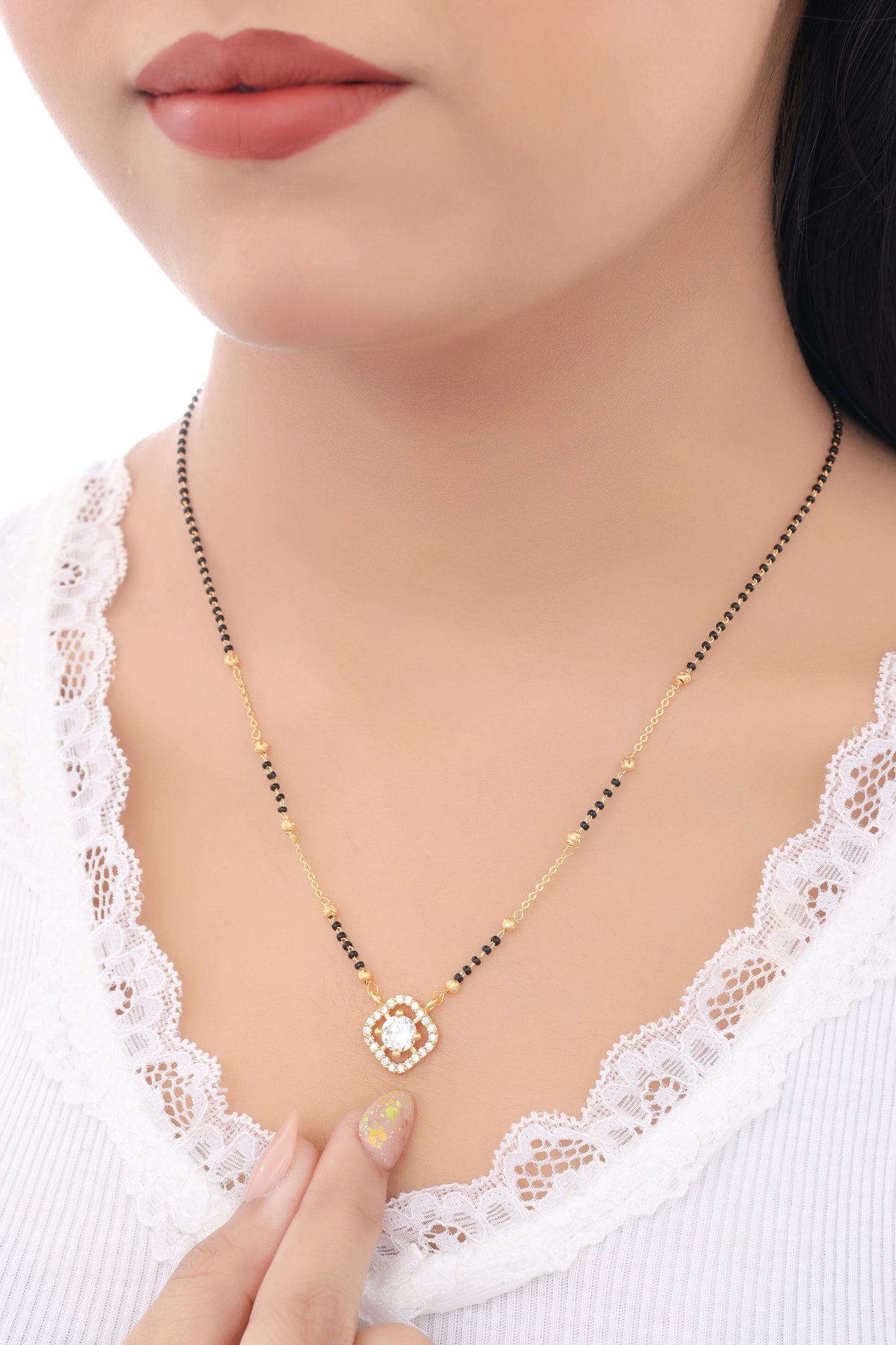 Buy 1 Get 1 Free - American Diamond  High  Gold Plated  Delicate Fancy  Mangalsutra