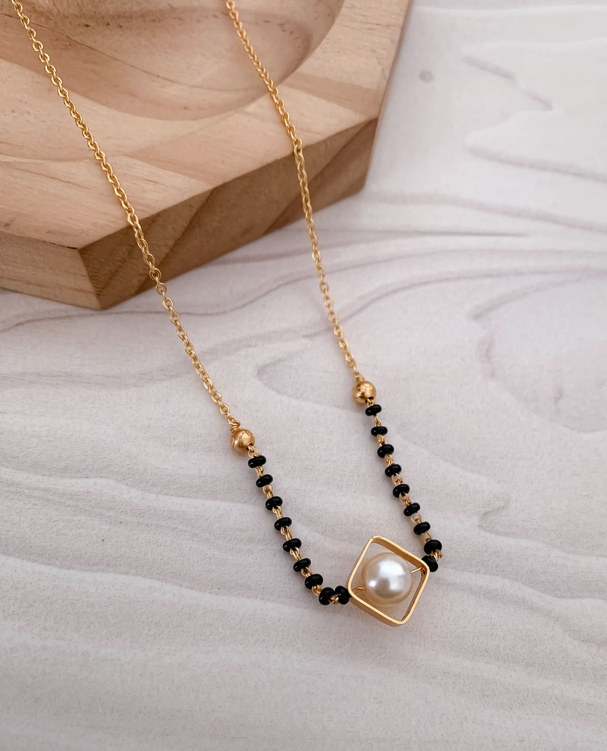 Buy 1 Get 1 Free Fancy Matt Finished Pearl Square Mangalsutra - Mangalsutra - Belleza Jewels