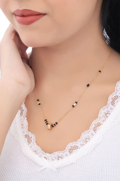 Buy 1 Get 1 Free - American Diamond Gold Plated  Delicate Fancy Chain  Mangalsutra