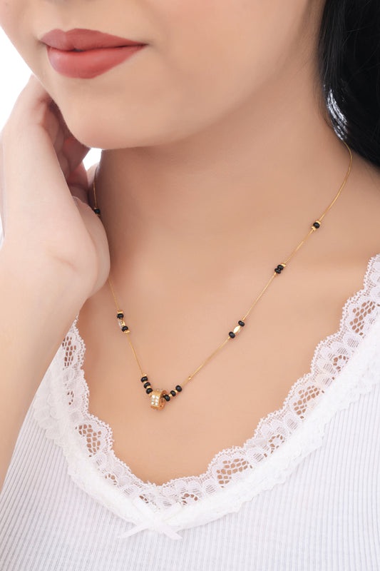 BUY 1 GET 1 FREE - American Diamond Gold Plated  Delicate Fancy Chain  Mangalsutra