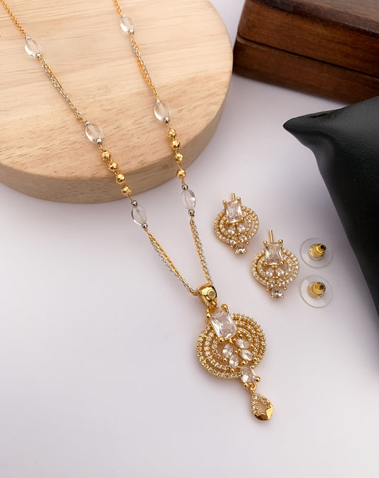 Regal Radiance: The American Diamond Royal Pendant Set by Belezza Jewels Belleza Jewels