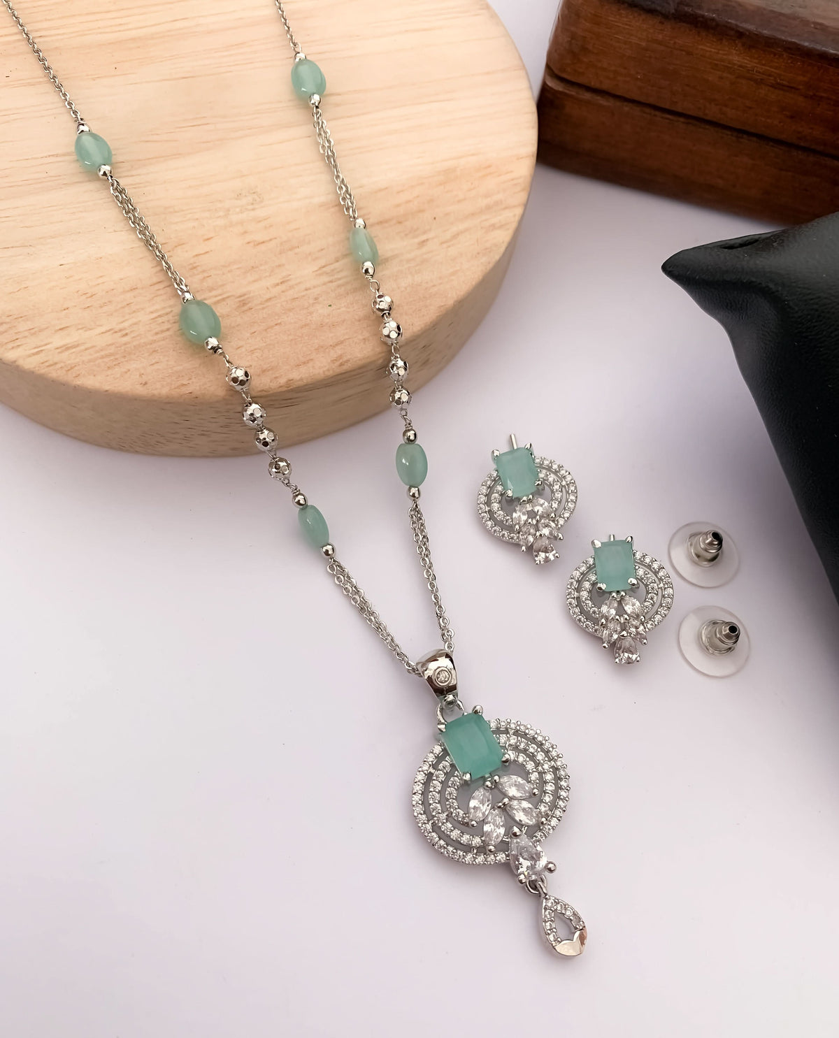 Regal Radiance: The American Diamond Royal Pendant Set by Belezza Jewels - Pendant Set - Belleza Jewels