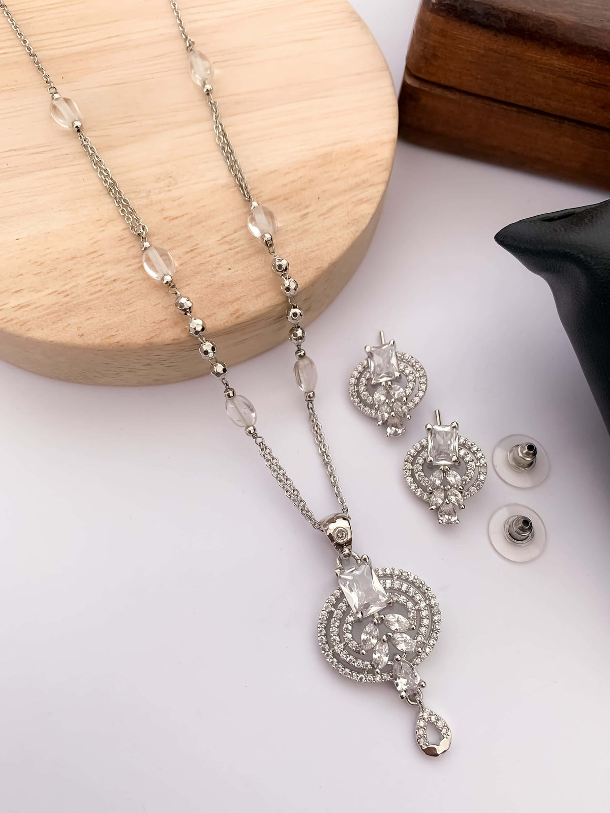 Regal Radiance: The American Diamond Royal Pendant Set by Belezza Jewels - Pendant Set - Belleza Jewels