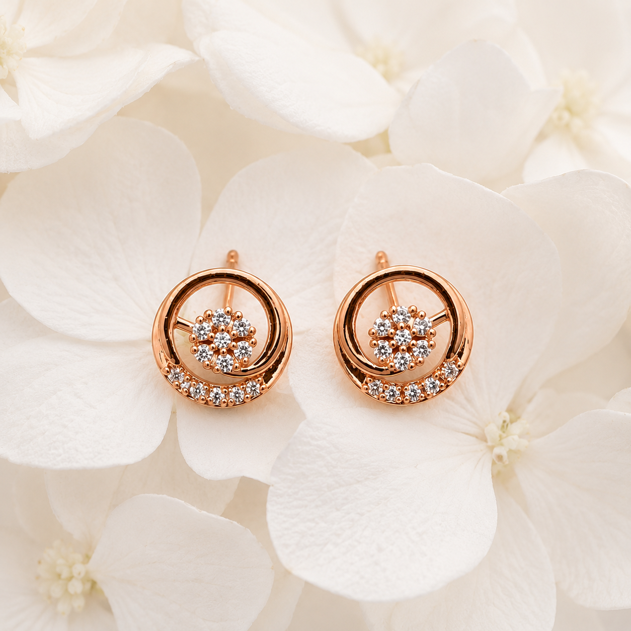 American Diamond  Rose Gold  Delicate Fancy Earrings