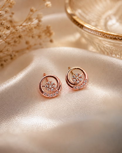 American Diamond  Rose Gold  Delicate Fancy Earrings