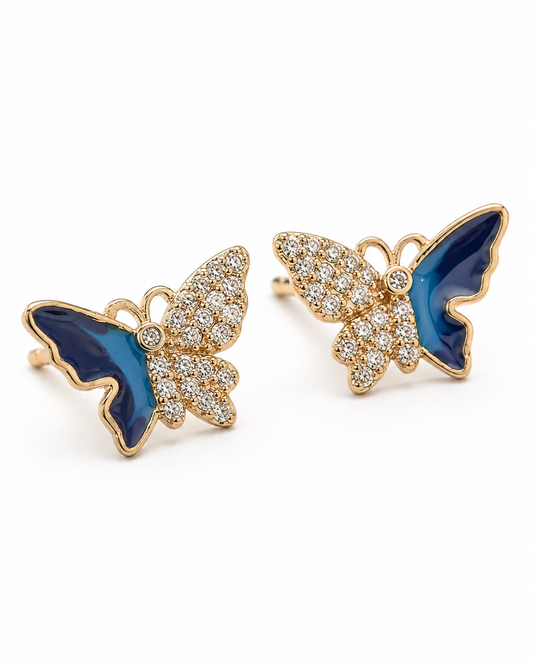 Buy 1 Get 1 Free -American Diamond Rose Gold Butterfly Fancy Earrings