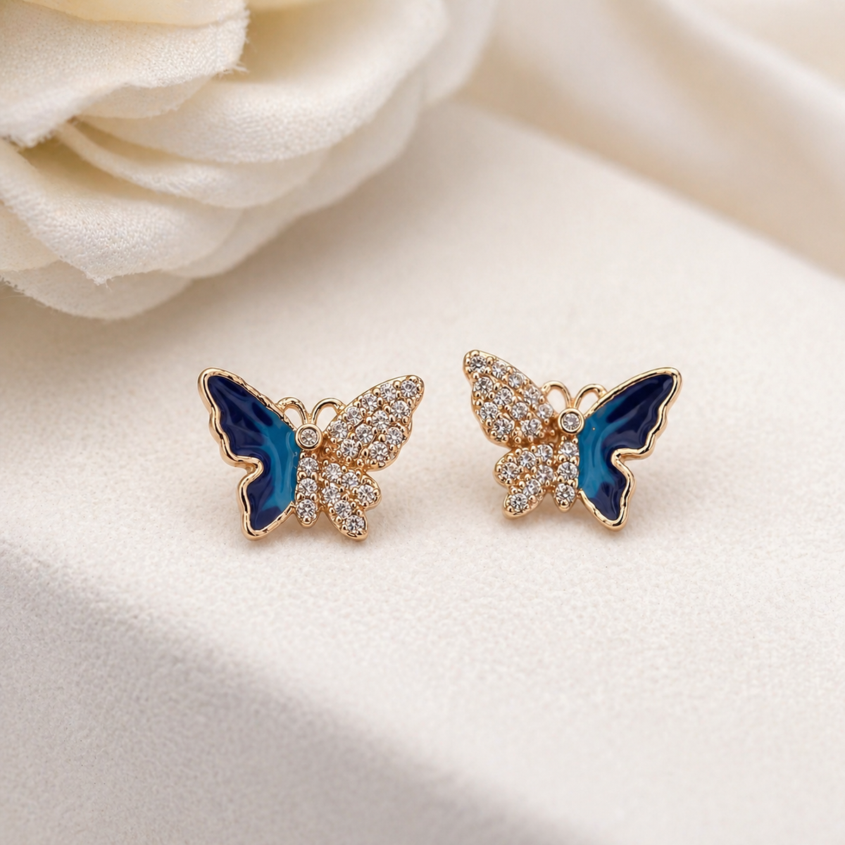 American Diamond Rose Gold Butterfly Fancy Earrings