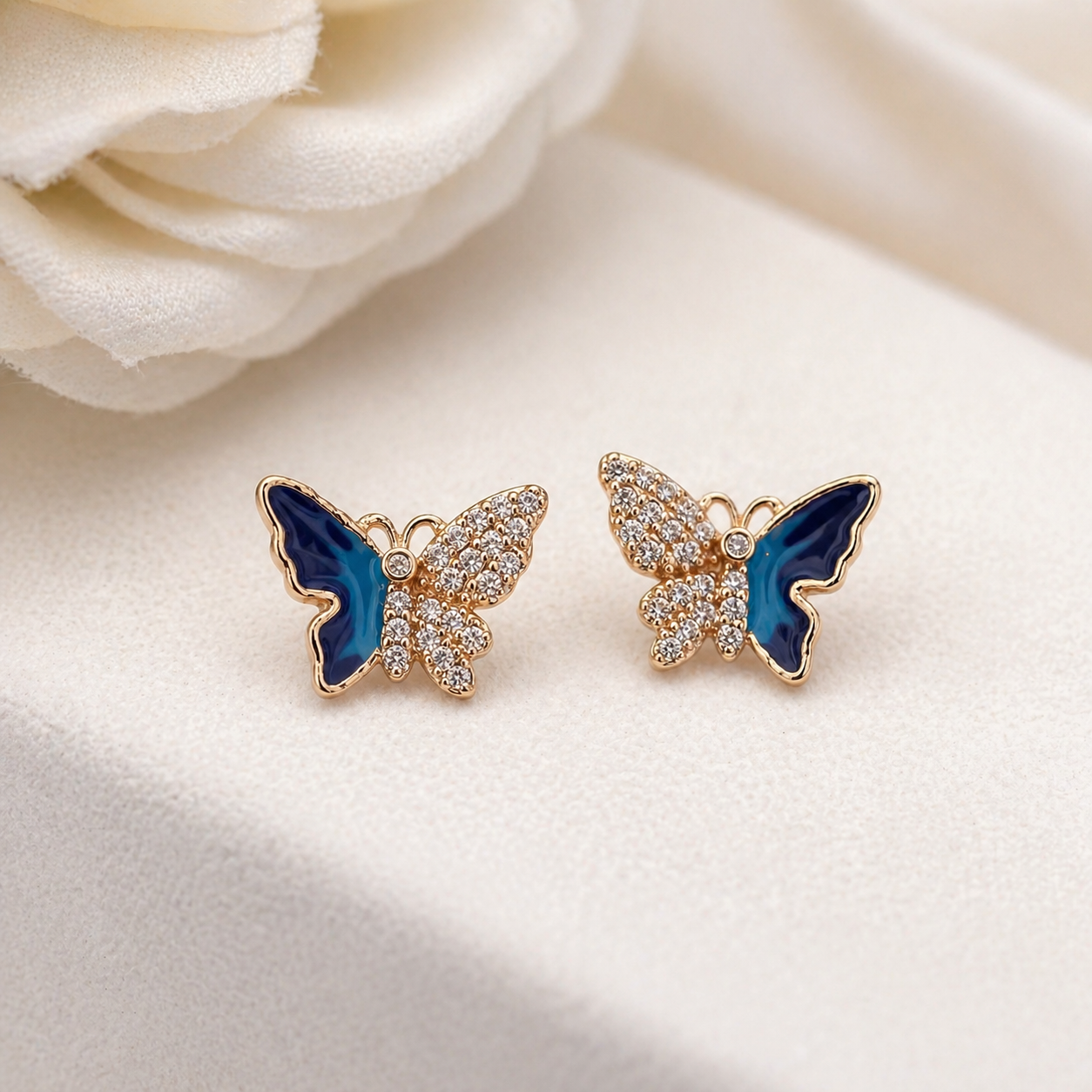 American Diamond Rose Gold Butterfly Fancy Earrings
