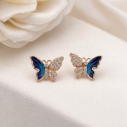 American Diamond Rose Gold Butterfly Fancy Earrings