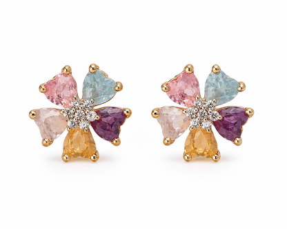 American Diamond Multi Color High  Rose Gold Fancy Earrings