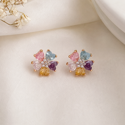 American Diamond Multi Color High  Rose Gold Fancy Earrings