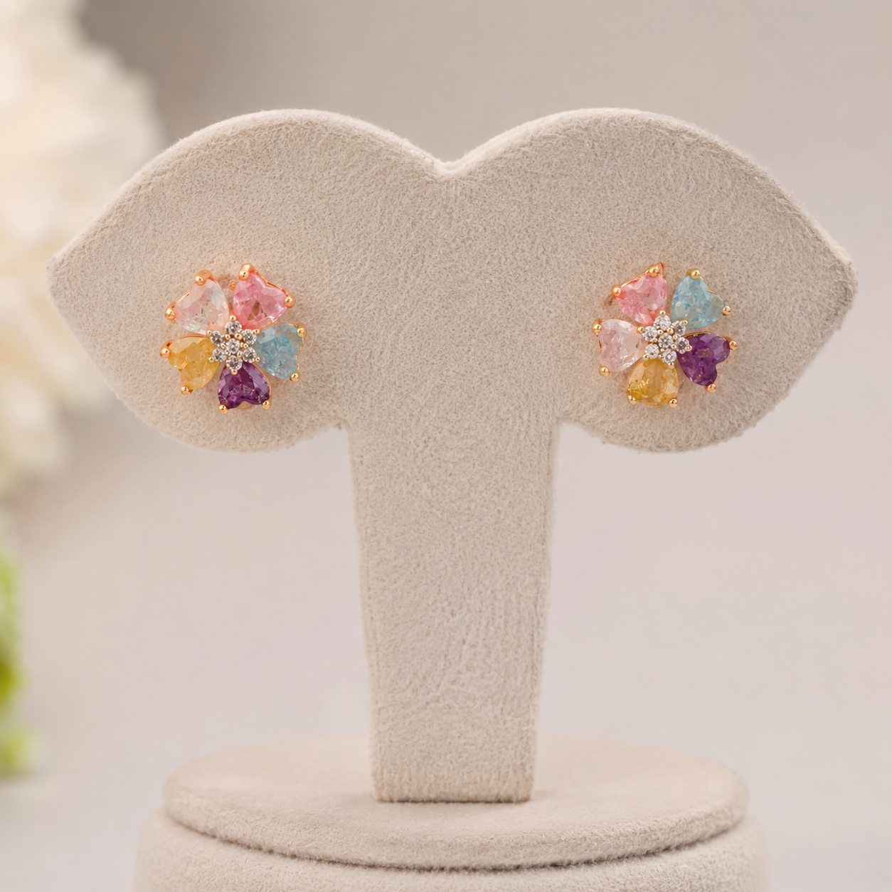 American Diamond Multi Color High  Rose Gold Fancy Earrings