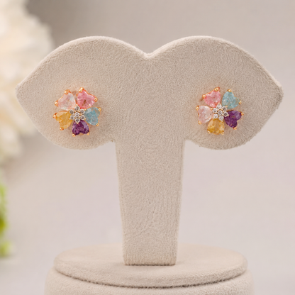 American Diamond Multi Color High  Rose Gold Fancy Earrings