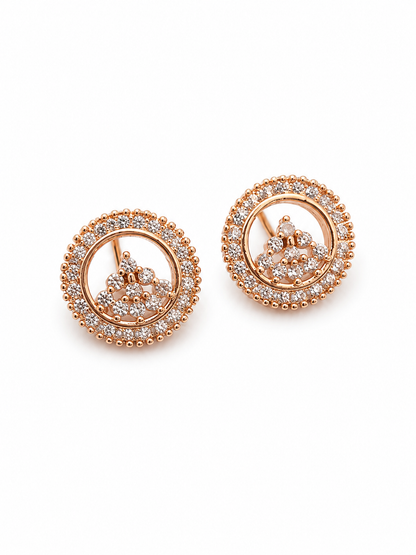 Buy 1 Get 1 Free - American Diamond  Rose Gold Round Shape Delicate Fancy Earrings