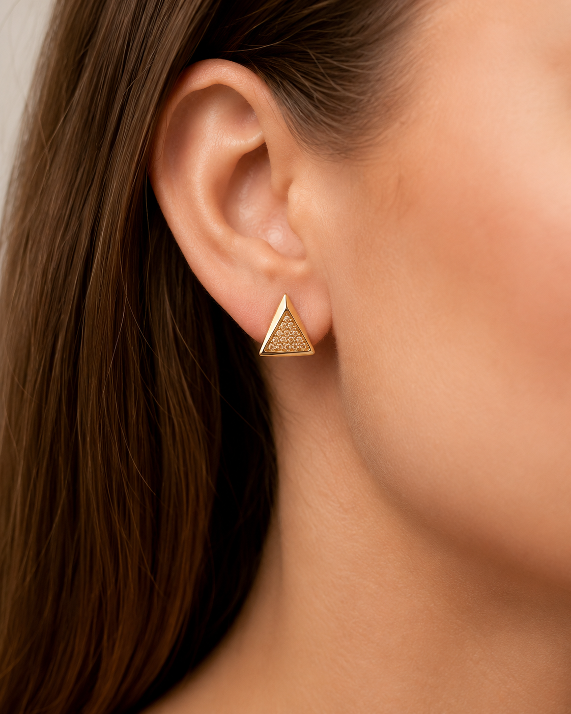 American Diamond  Rose Gold Tringle Shape Delicate Fancy Earrings