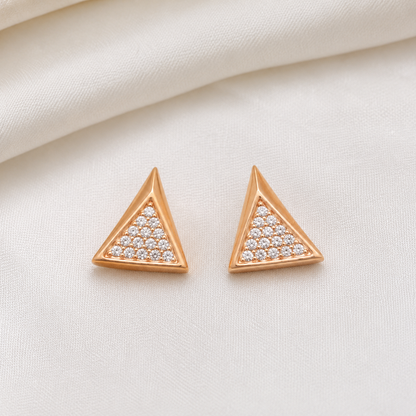 American Diamond  Rose Gold Tringle Shape Delicate Fancy Earrings