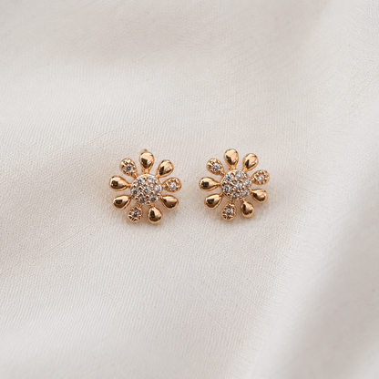 American Diamond  Rose Gold Flower Shape Fancy Earrings