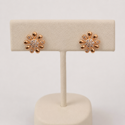 American Diamond  Rose Gold Flower Shape Fancy Earrings