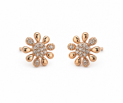 American Diamond  Rose Gold Flower Shape Fancy Earrings