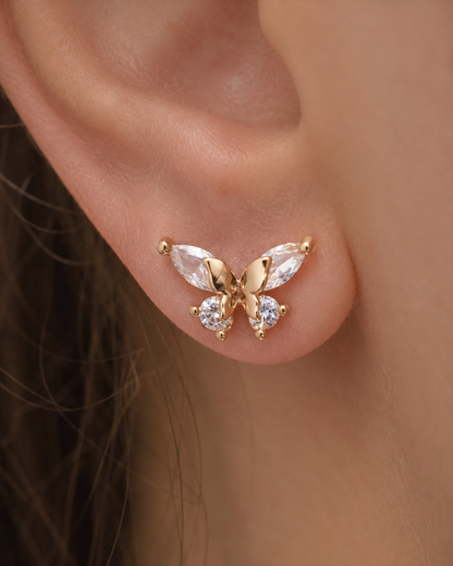 American Diamond  Rose Gold Butterfly Delicate Fancy Earrings